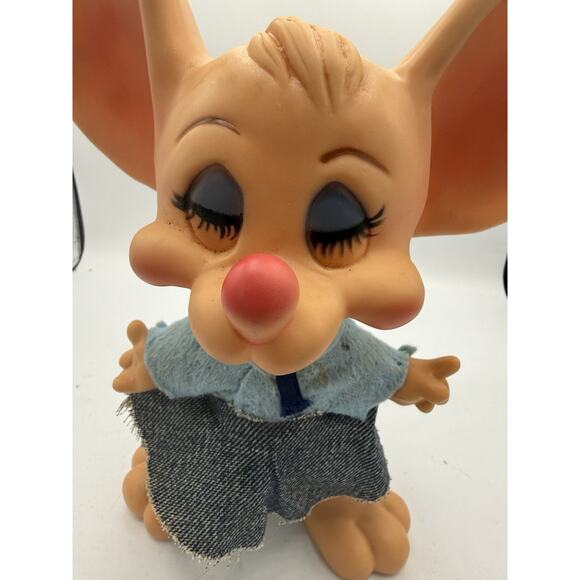 Vintage Huron Products Rubber Mouse Figurine Toy Big Ears Blue Outfit 1960s - Picture 7 of 8